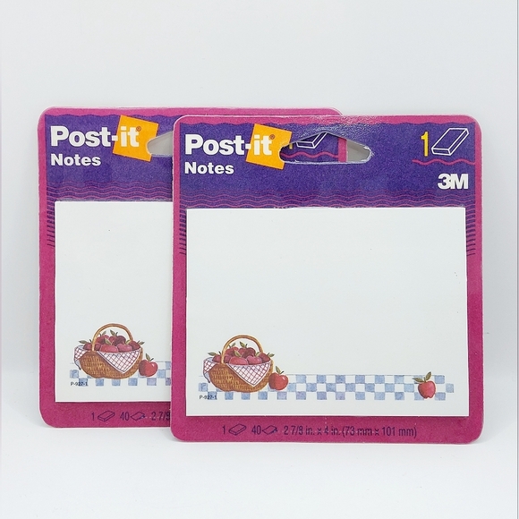 (2) Vintage 1996 3M Post-It Notes Picnic Basket 3" x 4" 40 Sheets each SEALED - Picture 1 of 5